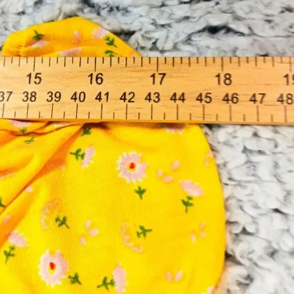 Trixxi Fit & Flare Floral Smocked Mini Midi Capped Sleeves Yellow Women's Large - Picture 7 of 9